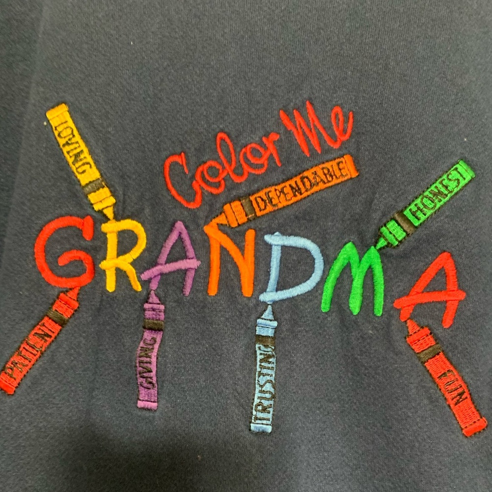 90s Vintage Color Me Grandma Embroidered Pullover Sweatshirt - 2X - Picture 2 of 6